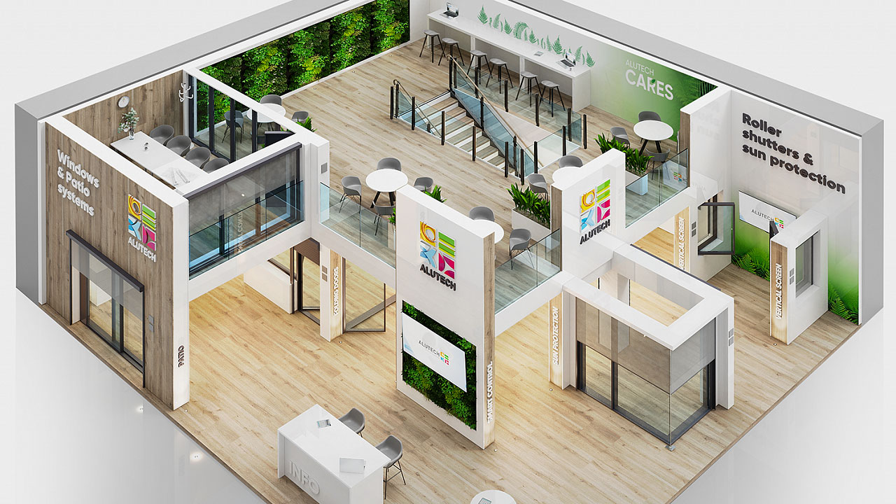 двухуровневый стенд на выставке R+T в Штутгарте