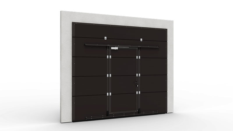 Новая опция для секционных ворот: покраска усиливающего профиля калитки по каталогу RAL