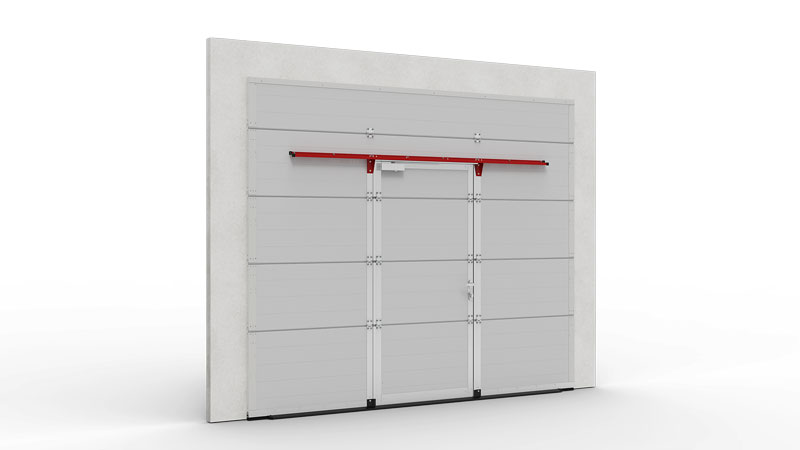 В воротах со встроенной калиткой с плоским порогом окрашивается профиль в верхней калиточной панели.